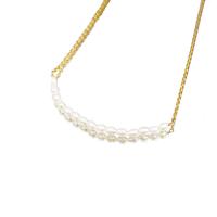 Freshwater Pearl Brass Necklace, with Freshwater Pearl, real gold plated, for woman, mixed colors, 3mm cm 