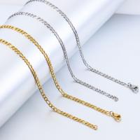 Fashion Stainless Steel Necklace Chain, 304 Stainless Steel, plated & figaro chain 3mm 