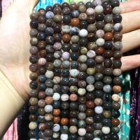 Perle aus Versteinertes Holz, Holzopal, rund, poliert, DIY, gemischte Farben, Länge:38 cm, verkauft von Strang