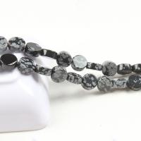 Schneeflocke Obsidian Perlen, flache Runde, poliert, DIY, gemischte Farben, 10mm, verkauft von PC