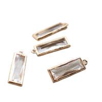 Glass Brass Pendants, with Glass, Rectangle, plated, faceted, mixed colors 