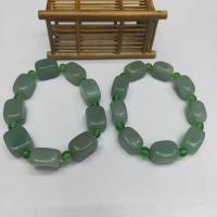 Pulseras de aventurina, con Cristal, Rectángular, unisexo, verde claro, 10x16mm, longitud:19 cm, Vendido por UD