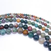 Natürliche Indian Achat Perlen, Indischer Achat, rund, DIY, gemischte Farben, Länge:40 cm, verkauft von Strang