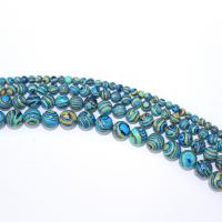 Perles en Malachite naturelle, Rond, DIY, bleu cm, Vendu par brin
