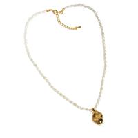 Freshwater Pearl Brass Necklace, with Freshwater Pearl, real gold plated, for woman, mixed colors, 14mm cm 