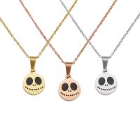 Halloween Necklace, Stainless Steel, Skull, plated, Unisex & Halloween Jewelry Gift 10mm cm 
