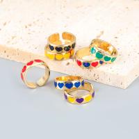 Zinc Alloy Cuff Finger Ring, fashion jewelry & with heart pattern & for woman & enamel 