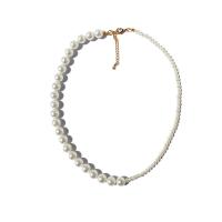 Glasperlen- Messing -Ketten-Halskette, mit Glasperlen, vergoldet, für Frau, gemischte Farben, 10mm, Länge:48 cm, verkauft von PC