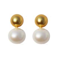 Freshwater Pearl Brass Earring, with Freshwater Pearl, real gold plated, for woman 
