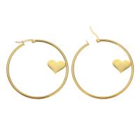 Edelstahl Hoop Ohrringe, für Frau, goldfarben, 50x53mm, verkauft von Paar