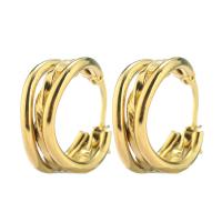 Edelstahl Hoop Ohrringe, für Frau, goldfarben, 20x22mm, verkauft von Paar