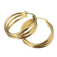 Edelstahl Hoop Ohrringe, für Frau, goldfarben, 30x32mm, verkauft von Paar