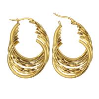 Edelstahl Hoop Ohrringe, für Frau, goldfarben, 25x37mm, verkauft von Paar