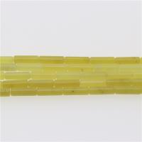 Jade Zitrone Perle, Zitronen Jade, Zylinder, poliert, DIY, grün, 4x13mm, Länge:39 cm, verkauft von Strang