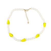 Plastic Pearl Necklace, Zinc Alloy, with ABS Plastic Pearl & Resin, with 2.75 extender chain, Corn, fashion jewelry & for woman .55 Inch 