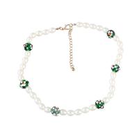 Plastic Pearl Necklace, Zinc Alloy, with ABS Plastic Pearl & Resin, with 3.03 extender chain, fashion jewelry & for woman, green .51 Inch 