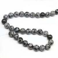 Schneeflocke Obsidian Perlen, rund, DIY, gemischte Farben, Länge:38 cm, verkauft von Strang