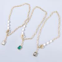 Plastic Pearl Necklace, Zinc Alloy, with ABS Plastic Pearl & Acrylic, plated, fashion jewelry & for woman .29 Inch 