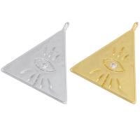 Cubic Zirconia Brass Pendants, Triangle, plated, with eye pattern & micro pave cubic zirconia Approx 1.5mm 