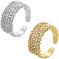 Brass Cuff Finger Ring, plated, Adjustable & micro pave cubic zirconia Inner Approx 17mm 