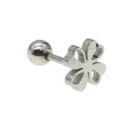 Stainless Steel Ear Piercing Jewelry, Four Leaf Clover, for woman, original color 