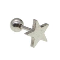 Bijoux de piercing d'oreille en acier inoxydable, étoile, pour femme, couleur originale Vendu par PC