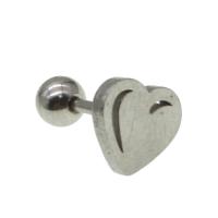 Bijoux de piercing d'oreille en acier inoxydable, coeur, pour femme, couleur originale Vendu par PC