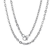 Fashion Stainless Steel Necklace Chain, plated, DIY & oval chain 