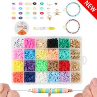 DIY Bracelet Beads Set, Polymer Clay, with Acrylic, with letter pattern, multi-colored 6mm 