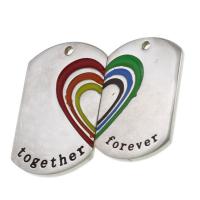 Stainless Steel Couple Pendant, enamel, mixed colors 