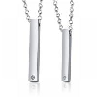Couple Stainless Steel Necklace, fashion jewelry & with rhinestone, original color .69 Inch 
