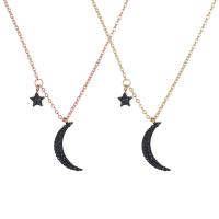 Titanium Steel Jewelry Necklace, Moon and Star, plated, for woman 6.1mmuff0c9.1mmuff0c20.6mm 