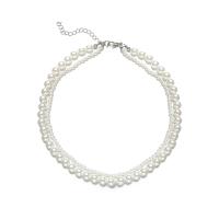 Plastic Pearl Necklace, with Zinc Alloy, with 2.56inch extender chain, Double Layer & for woman .14 Inch 