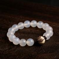 Agate Bracelets, White Agate, with White Bodhi Root & Coco, Unisex 