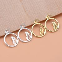 Sterling Silver Pendants, 925 Sterling Silver, Butterfly, plated, DIY & hollow Approx 2.8mm 