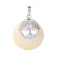 Zinc Alloy Shell Pendants, with Shell, platinum color plated, tree of life design & Unisex 