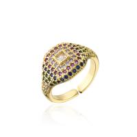 Cubic Zirconia Micro Pave Brass Finger Ring, gold color plated, micro pave cubic zirconia & for woman 18mm 