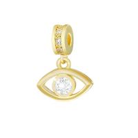 Brass European Pendants, Eye, plated & micro pave cubic zirconia & for woman 