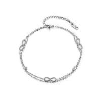 Stainless Steel Anklets Jewelry, with 2.56inch extender chain, Number 8, for woman, original color .66 Inch 