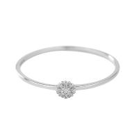 Cubic Zirconia Micro Pave Sterling Silver Finger Ring, 925 Sterling Silver, Flower, platinum plated & micro pave cubic zirconia & for woman, 3.2mm, 0.8mm, US Ring 