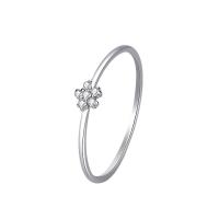 Cubic Zirconia Micro Pave Sterling Silver Finger Ring, 925 Sterling Silver, Flower, platinum plated & micro pave cubic zirconia & for woman, US Ring 