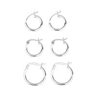 Männer Sterling Silber Hoop Ohrringe, 925er Sterling Silber, Kreisring, verschiedene Größen vorhanden & für Frau, Silberfarbe, verkauft von Paar
