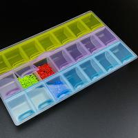 ABS Kunststoff Nagel-Kunst- Storage Box, Rechteck, transparent, gemischte Farben, 210x120mm, verkauft von PC