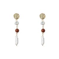 Freshwater Pearl Brass Earring, with pearl, real gold plated, Natural & fashion jewelry & for woman, 63mm 