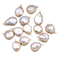 Cultured Freshwater Pearl Brass Pendant, with Brass, gold color plated, Natural & fashion jewelry & DIY, purple pink, 14x19- 