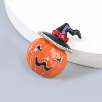 Halloween -Brosche, Zinklegierung, Kürbis, Design für Halloween & Modeschmuck & für Frau & Emaille & mit Strass, orange, verkauft von PC