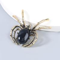 Halloween Brooch, Zinc Alloy, with Resin, Spider, Halloween Design & fashion jewelry & for woman, black 