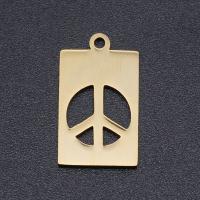Stainless Steel Peace Logo Pendant, gold color plated, fashion jewelry & peace logo design, golden 