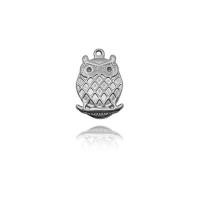 Stainless Steel Animal Pendants, Owl, polished, silver color 
