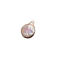 Cultured Freshwater Pearl Brass Pendant, with Freshwater Pearl, Teardrop, mixed colors, 16-17mm 
